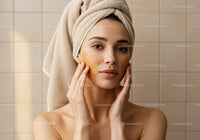 Young Woman Applying Face Masks Skin Care Ritual Wellness