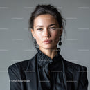 Elegant Woman Portrait in Classic Black Blouse