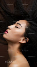 Profile of serene woman with flowing dark hair