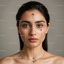 Beautiful Woman Face with Facial Contouring Lines for Beauty Analysis