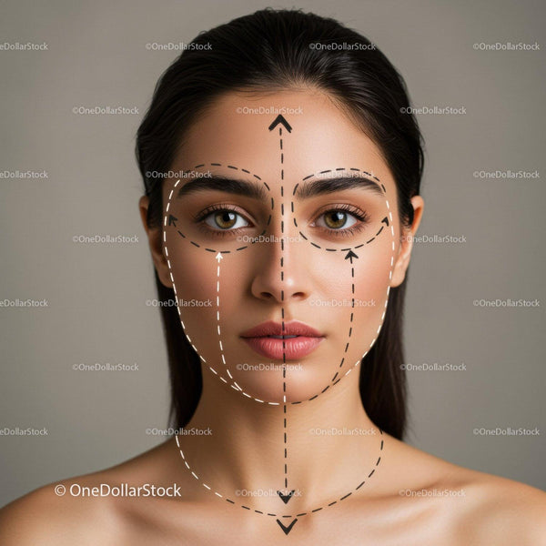Beautiful Woman Face with Facial Contouring Lines for Beauty Analysis