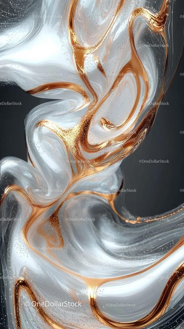 Elegant Abstract Swirls of White Gold and Silver in Fluid Motion