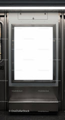Modern blank advertising display in subway train interior