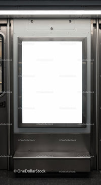 Modern blank advertising display in subway train interior
