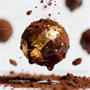 Luxurious chocolate truffle with gold leaf and cocoa powder