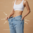 Slimming Woman in Casual Sportswear with Oversized Jeans Focus