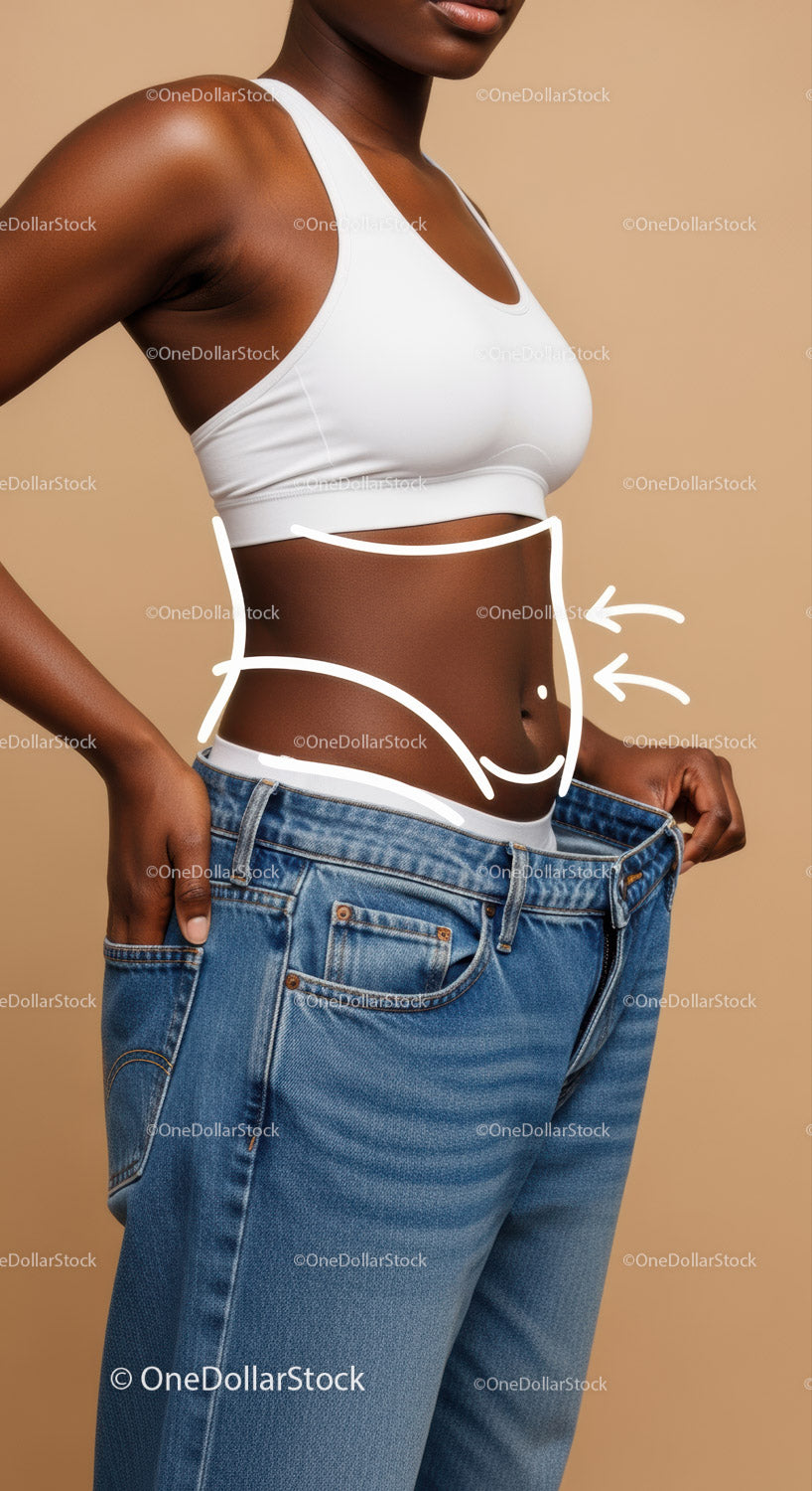Stylish Woman Measuring Waist in Casual Outfit for Fitness and Lifestyle
