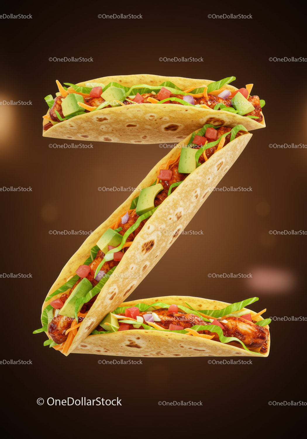 Tasty Chicken Tacos Arranged in Letter Z Composition