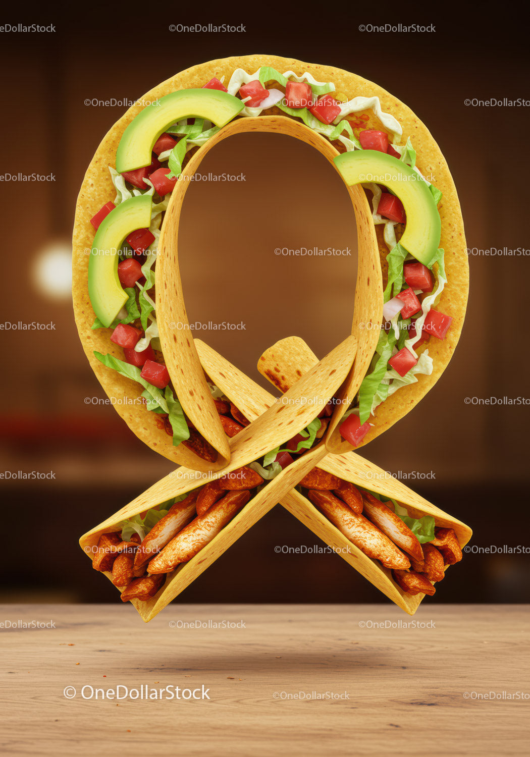 Kreatywna wstążka w kształcie tacos z kurczaka i awokado