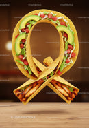 Creative ribbon shaped from chicken tacos with avocado