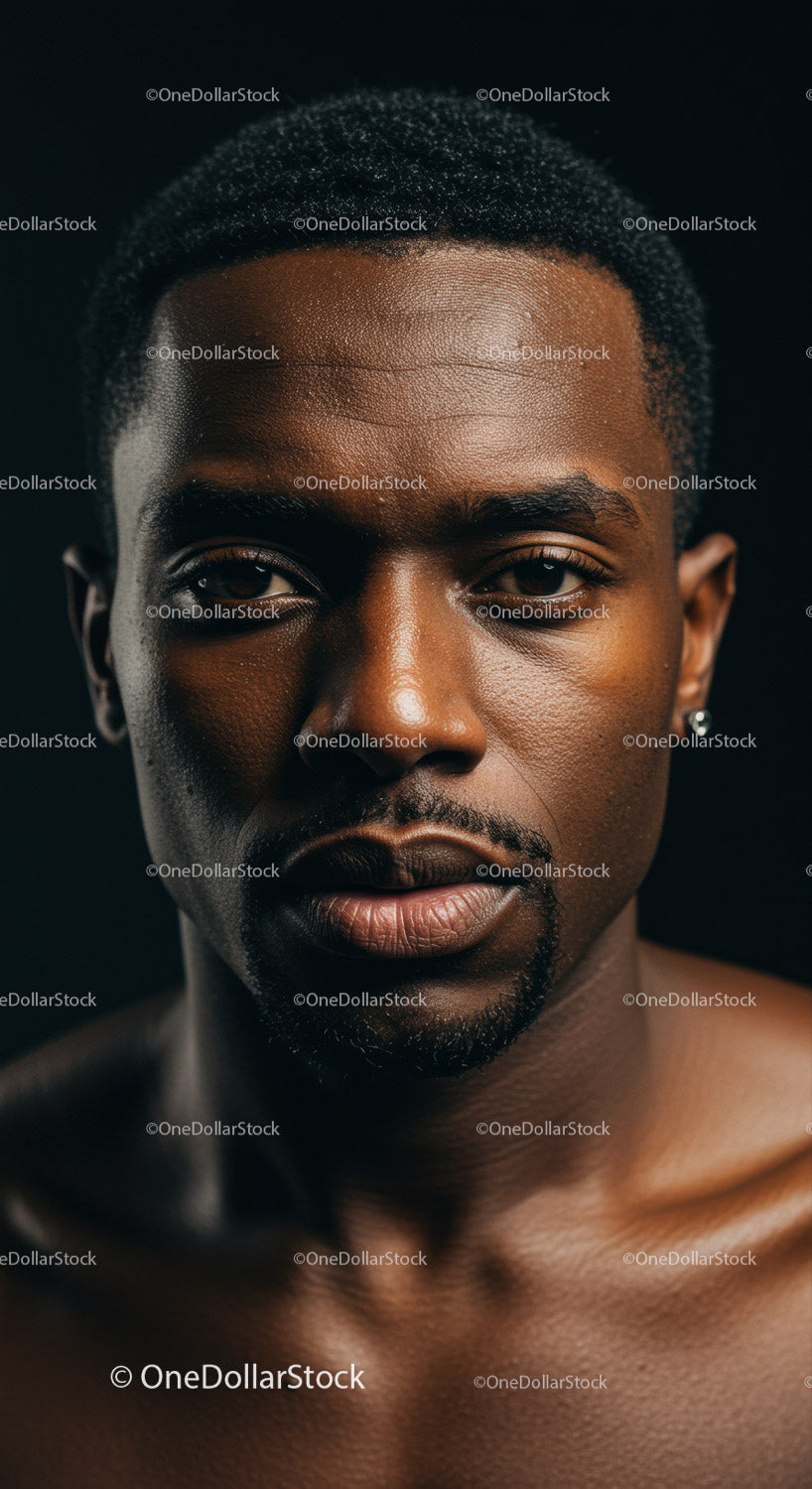 Closeup portrait of thoughtful African American man