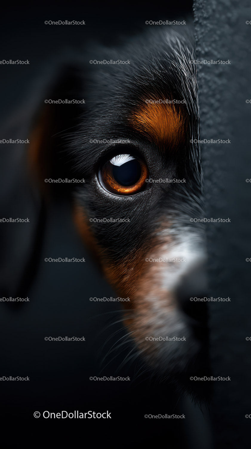Detailed Close-Up of a Black and Tan Puppy with Expressive Eye