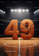 Basketball Styled Number Forty Nine on Court Floor