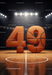 Basketball Styled Number Forty Nine on Court Floor