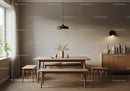 Minimalist Dining Room with Natural Wood and Soft Lighting