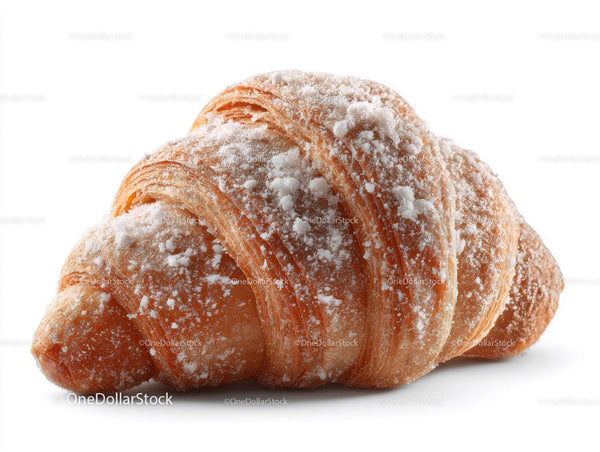 Frozen Croissant with Powdered Sugar and Flaky Layers