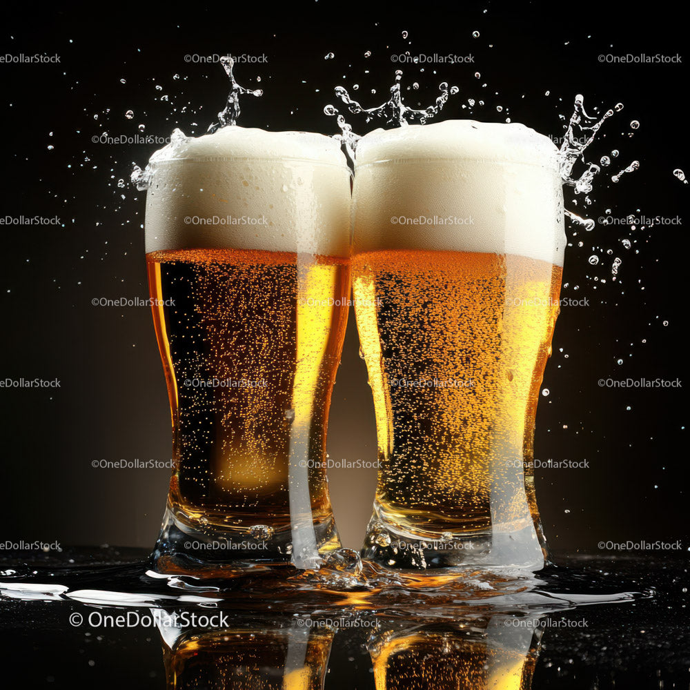 Cheers with Golden Beer in Elegant Glasses