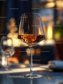 Elegant Rose Wine Glass in Warm Ambient Lighting for Fine Dining