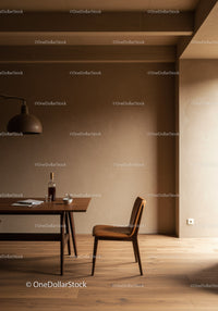 Cozy Modern Dining Room with Wooden Chair and Beige Walls