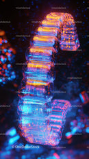 Colorful Glowing Ice Sculpture with Neon Light Artistic Design