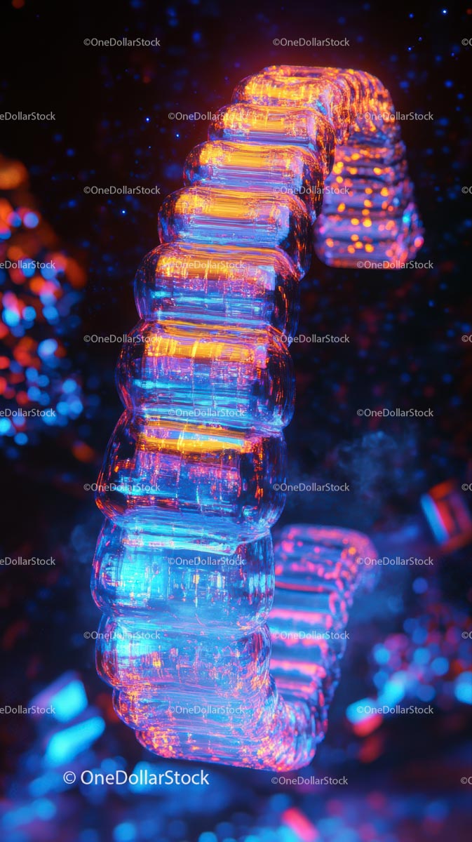 Colorful Glowing Ice Sculpture with Neon Light Artistic Design