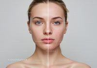 Dual Surface Portrait of Young Woman with Clear Skin and Acne