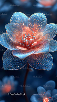 Bioluminescent Flower with Glowing Petals and Neon Effect