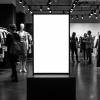 Blank Signboard in Modern Fashion Store Interior