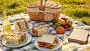 Fresh Sandwiches and Fruit Picnic on Checkered Blanket