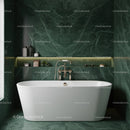 Elegant Green Marble Bathroom with Freestanding White Bathtub