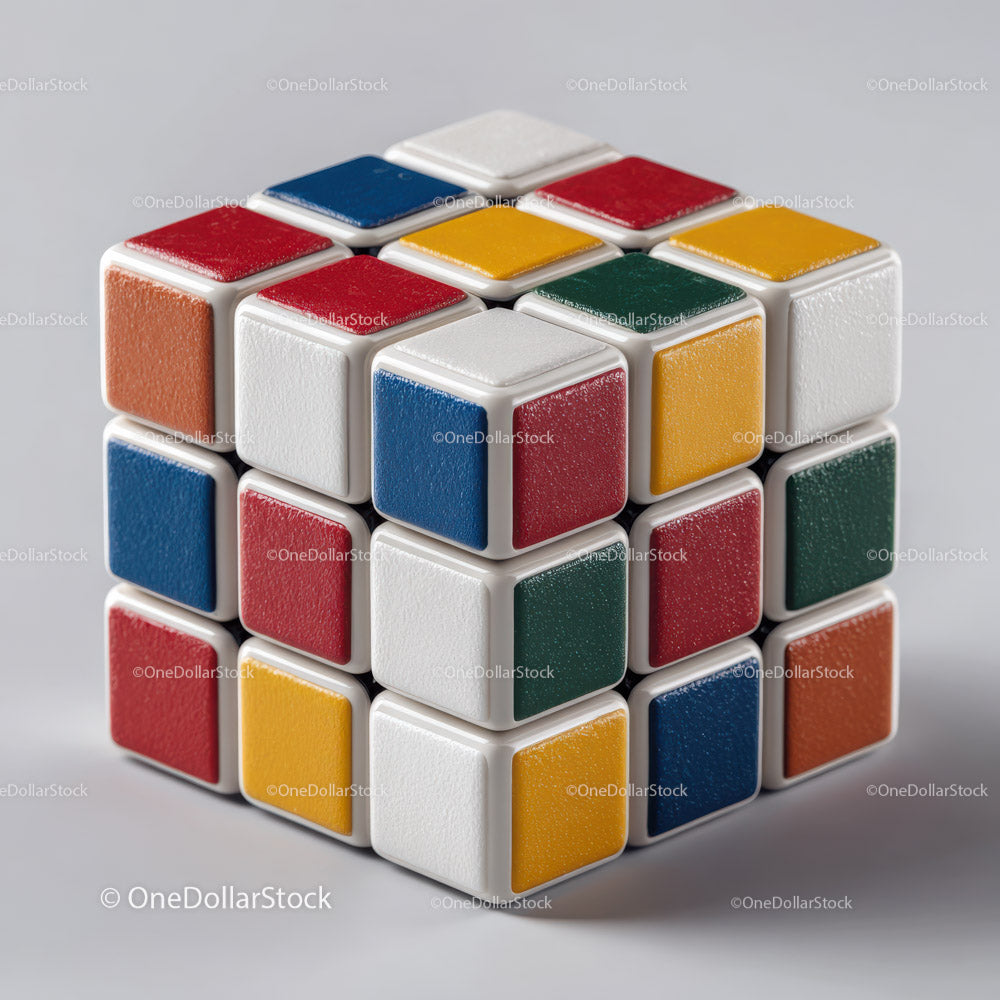 Colorful Rubik's Cube with Bright Primary Colors for Puzzle and Brain Games