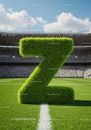 Green grass letter Z on soccer stadium field