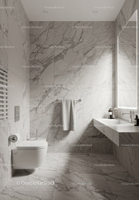 Luxury Marble Bathroom with Modern Fixtures and Natural Lighting