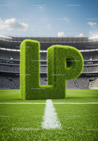 Green 3D Grass Letters LP on Soccer Field