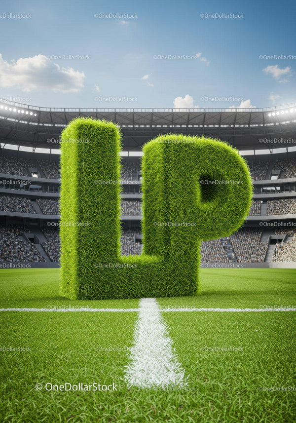 Green 3D Grass Letters LP on Soccer Field