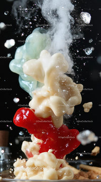 Colorful Candy Explosion with Melting Sweets and Splash Effects