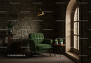 Cozy reading nook with green armchair and natural light