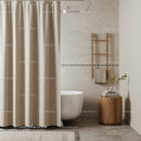 Modern Bathroom with Beige Walls and Wooden Ladder Towel Rack
