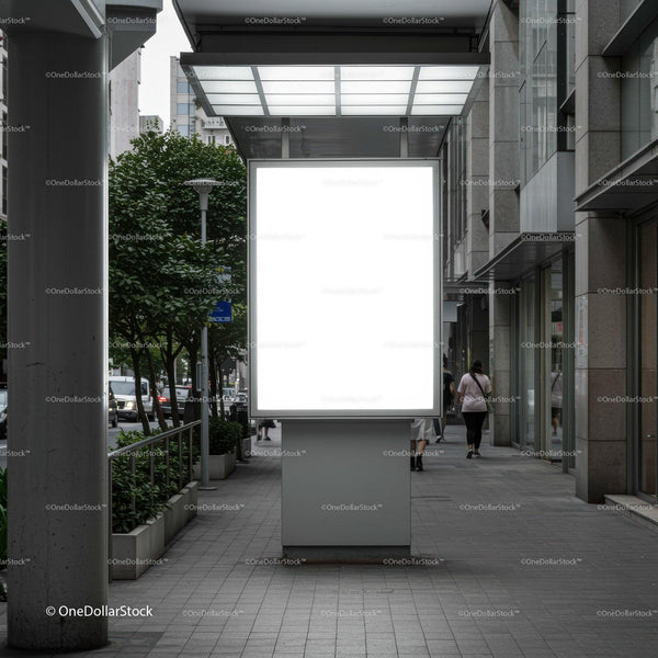Blank Urban Advertising Billboard on Modern City Street JPG Mockup Image