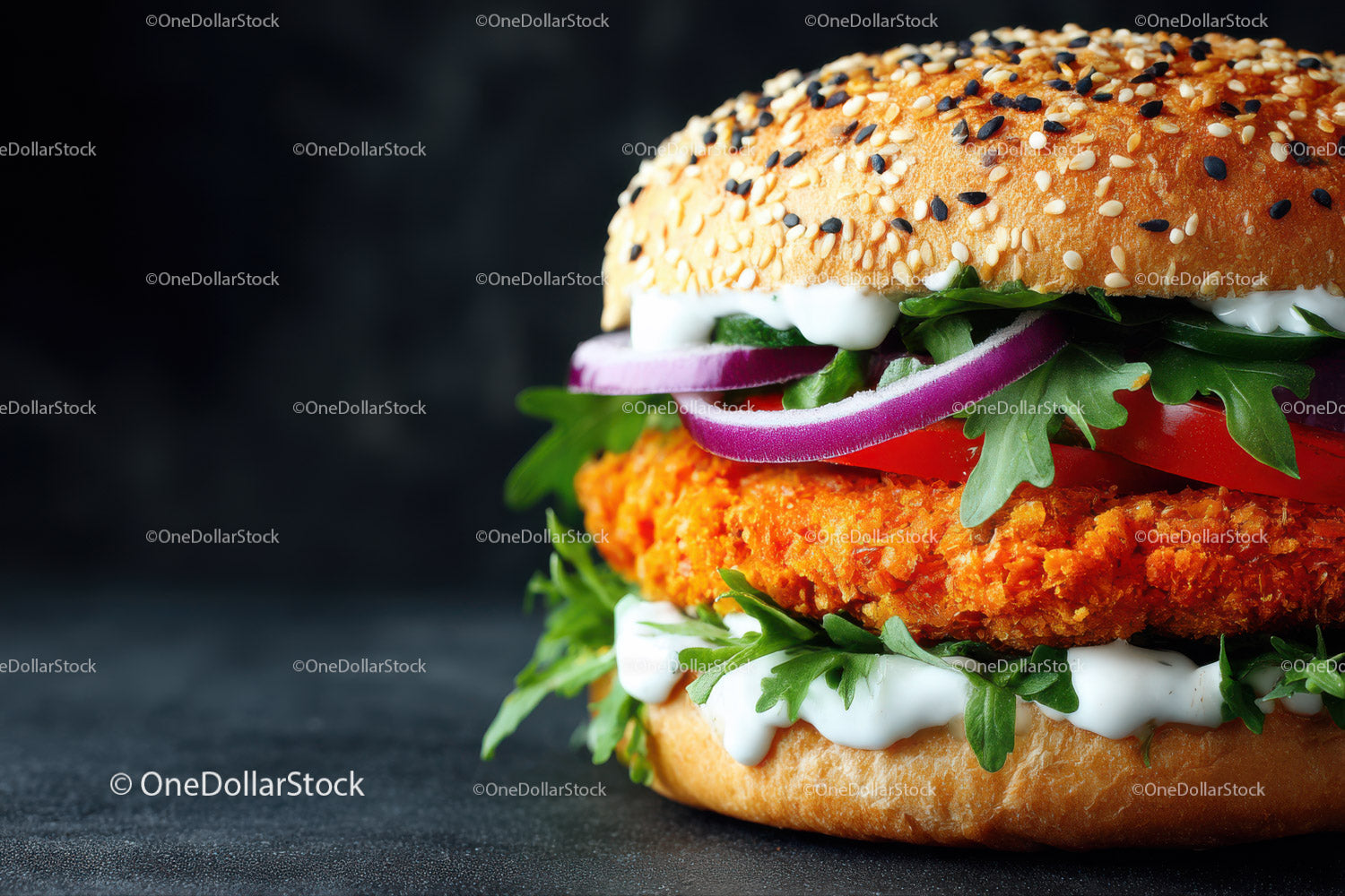 Crunchy Chickpea Salad Sandwich with Fresh Vegetables on Seeded Bun