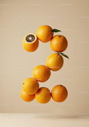 Number Two Shaped Arrangement of Fresh Oranges