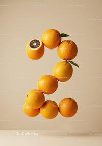 Number Two Shaped Arrangement of Fresh Oranges