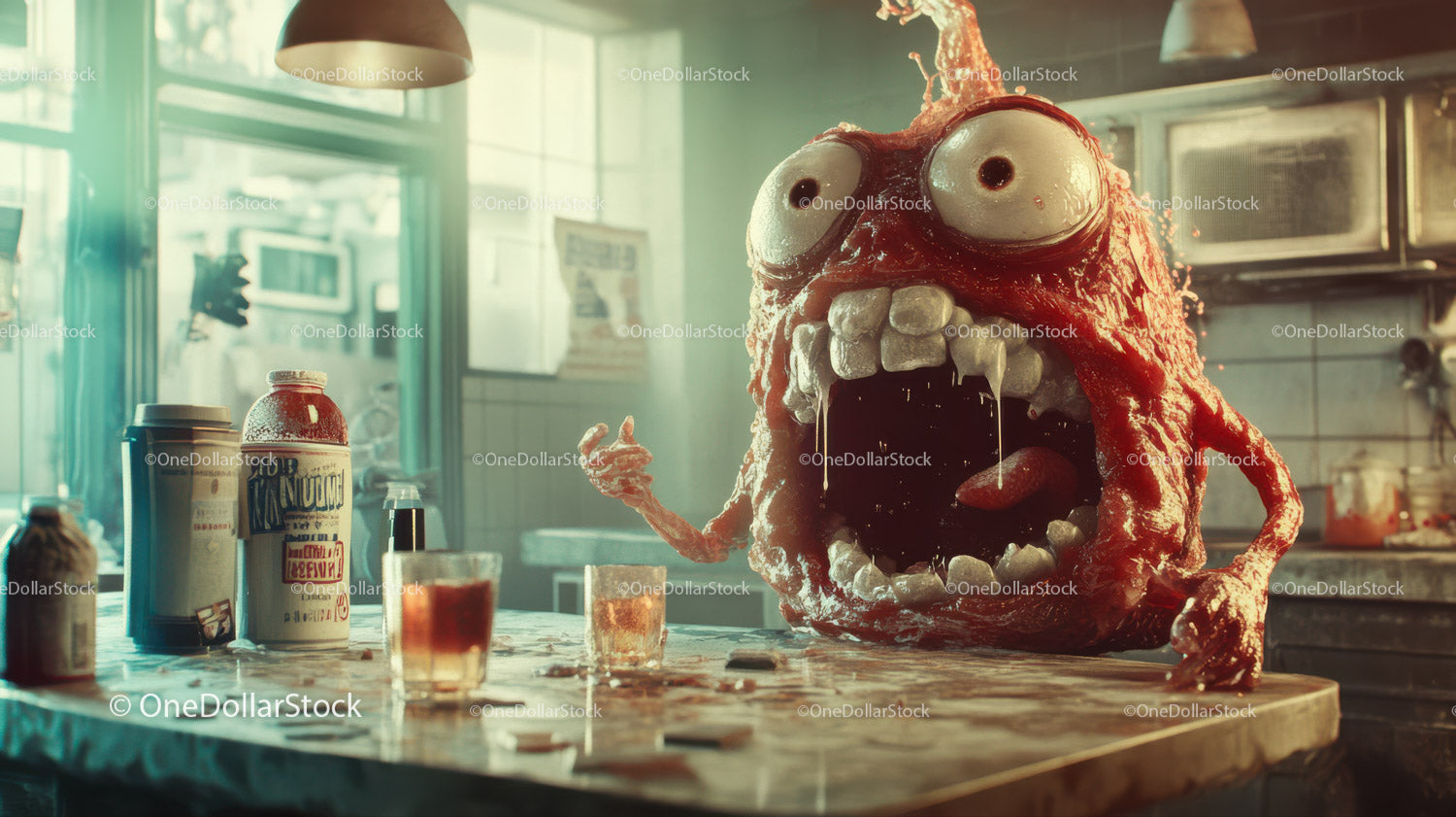 Scary Monster with Grotesque Features in Horror Scene