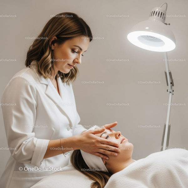 Woman Receiving Relaxing Facial Treatment in a Spa Setting