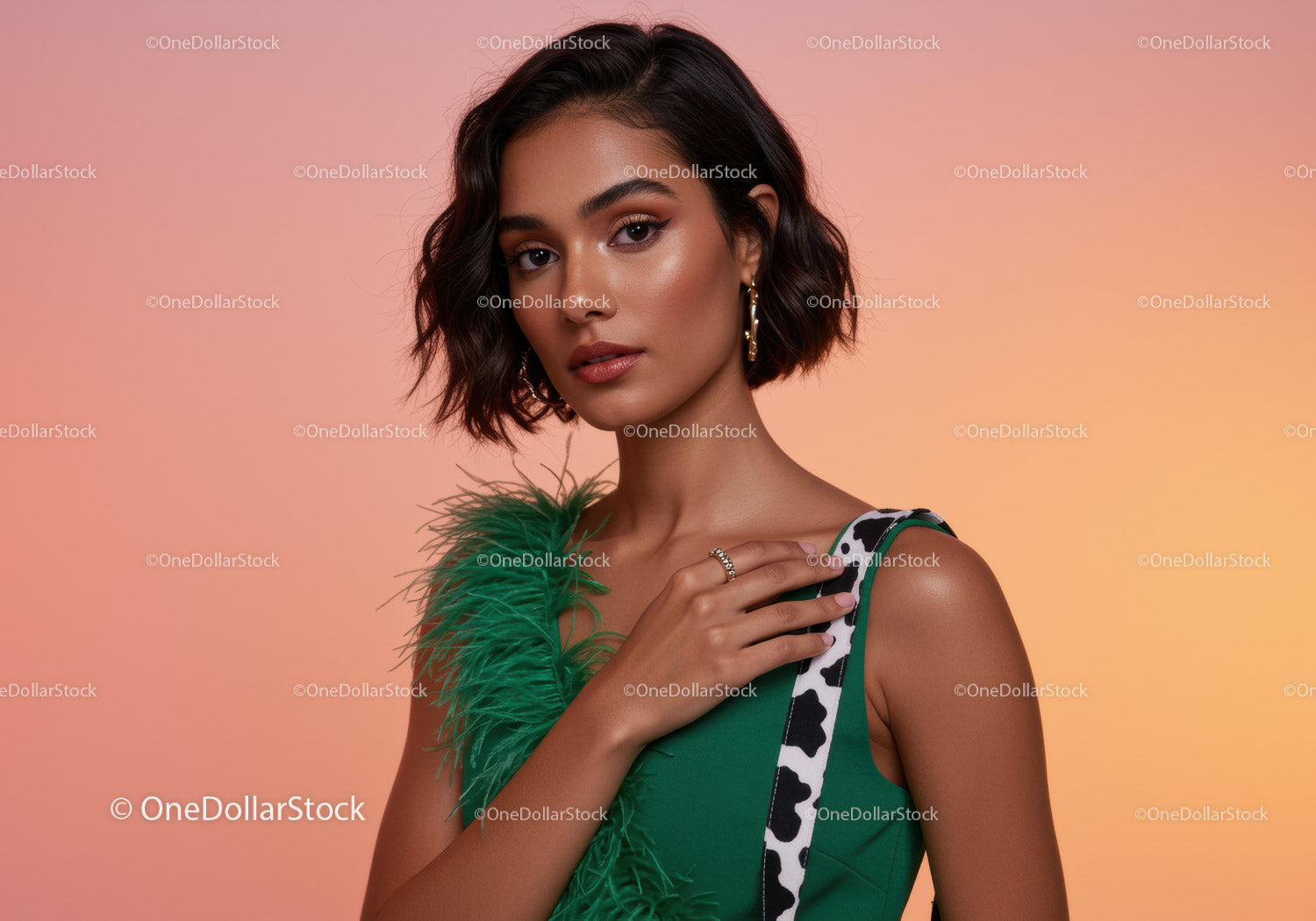 Fashion Model Portrait with Elegant Jewelry and Stylish Outfit