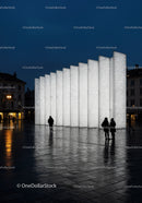 Outdoor Night Light Art Installation in City Square