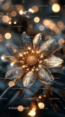 Elegant Gold Flower Ornament for Christmas Holiday Decoration