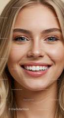 Close up of smiling young woman with flawless skin
