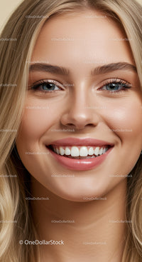 Close up of smiling young woman with flawless skin