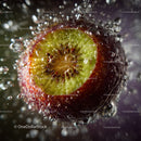 Close-up of Juicy Kiwi in Sparkling Water with Bubbles